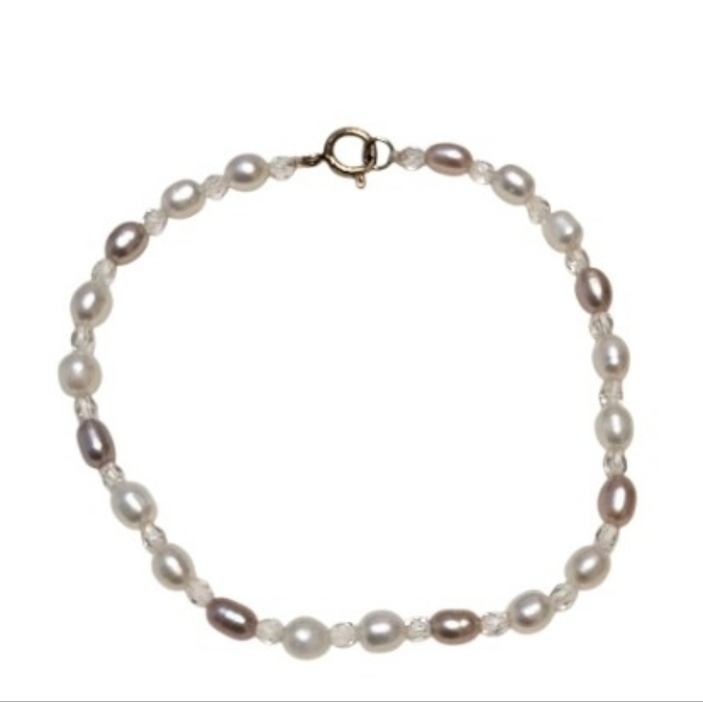 Elegant Freshwater Pearl & Crystals 14k Gold Filled Clasp Bracelet - Picture 2 of 3